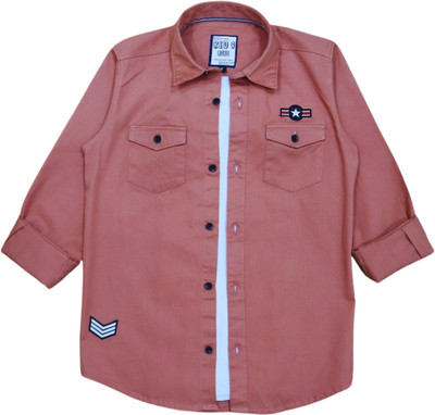 Rs fashions Boys Embroidered Casual Pink Shirt