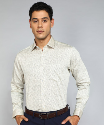 VAN HEUSEN Men Printed Formal Yellow Shirt