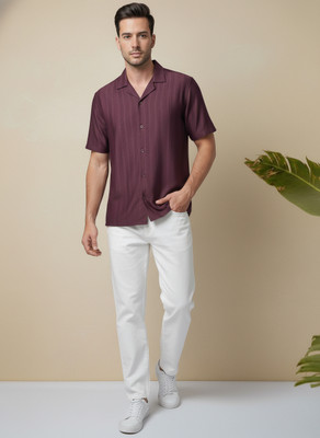Dhakre fashion Men Self Design Casual Maroon Shirt