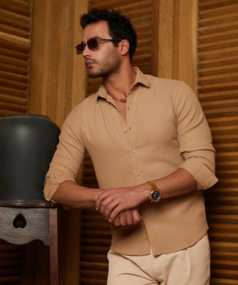 CAMPUS SUTRA Men Printed Casual Beige Shirt