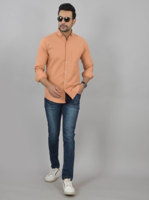 HUMAX Men Solid Casual Pink Shirt