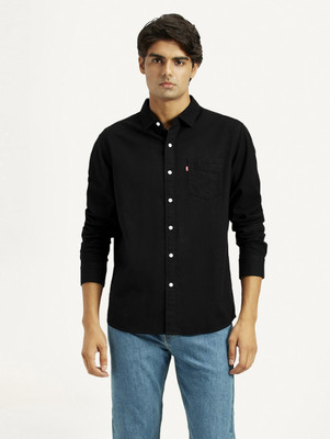 LEVI'S Men Solid Casual Black Shirt