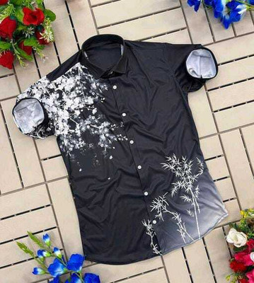 DHAMELIYA ENTERPRISE Men Printed Casual Black Shirt