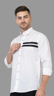 Modernity Men Striped Casual White Shirt