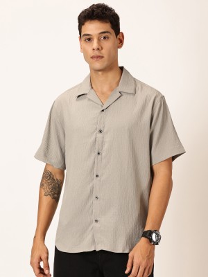 THOMAS SCOTT Men Self Design Casual Grey Shirt