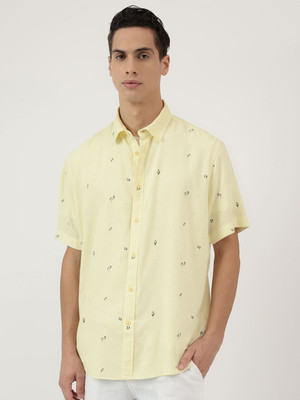 MARKS & SPENCER Men Printed Casual Yellow Shirt