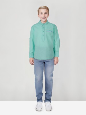 GINI & JONY Boys Solid Casual Light Green Shirt