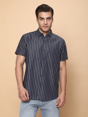 KUONS AVENUE Men Solid Casual Blue Shirt