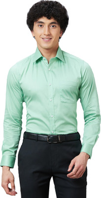 Raymond Men Self Design Formal Light Green Shirt