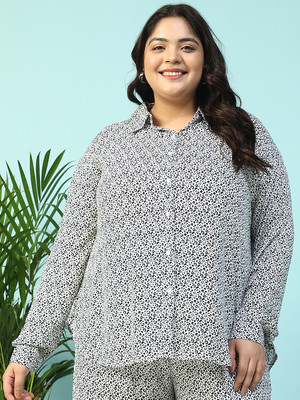 OXOLLOXO Women Self Design Party White Shirt