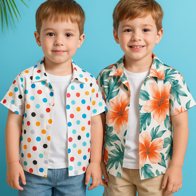 SVHFashion Boys Printed Casual Multicolor Shirt(Pack of 2)