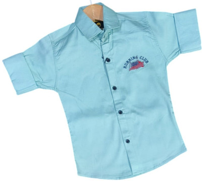 Jainam Club Boys Solid Casual Light Blue Shirt