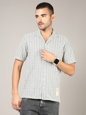 V-MART Men Self Design Casual Grey Shirt