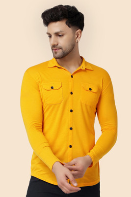 Blisstone Men Self Design Casual Yellow Shirt