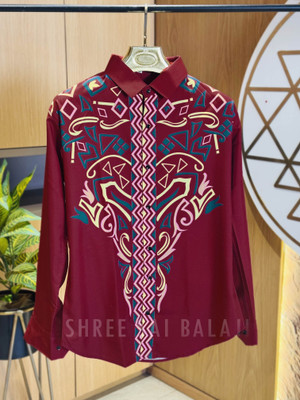 Shree Sai Balaji Men Printed, Floral Print Casual Maroon Shirt
