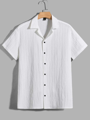 Troonpair Men Self Design Casual White Shirt