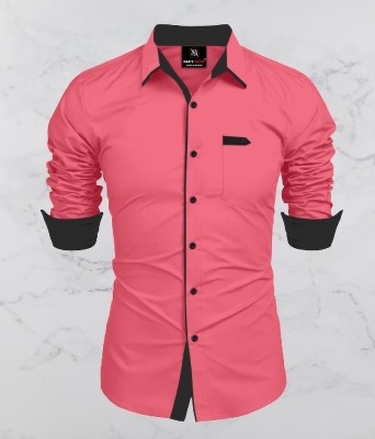 kia international Men Solid Formal Pink Shirt