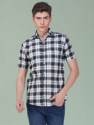 HouseOfCommon Men Checkered Casual Blue, White Shirt
