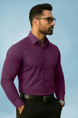 FFASHION Men Solid Formal Purple Shirt