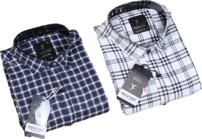 youth first Men Checkered Casual Multicolor Shirt(Pack of 2)