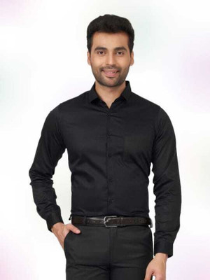Manav Creation Men Solid Formal Black Shirt