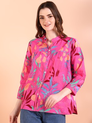 maaesa Women Printed Casual Pink Shirt