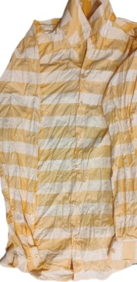 Yashfashionsho Men Striped Casual Yellow Shirt