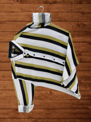 Rajaranchod creation Men Self Design, Striped Casual Yellow Shirt