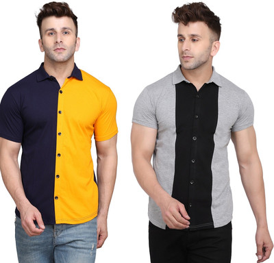 GEUM Men Solid Formal Multicolor Shirt(Pack of 2)