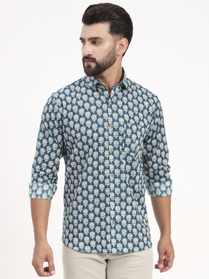 MILLENNIAL MEN Men Floral Print Casual Blue, Beige Shirt