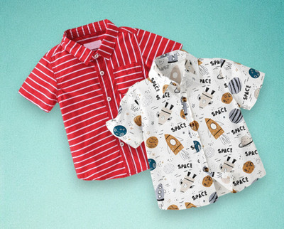 RAVYA TRENDZ Boys Printed, Striped Casual Multicolor Shirt