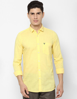 Allen Solly Men Solid Casual Yellow Shirt