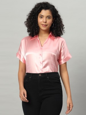 FUNDAY FASHION Women Solid Casual Pink Shirt