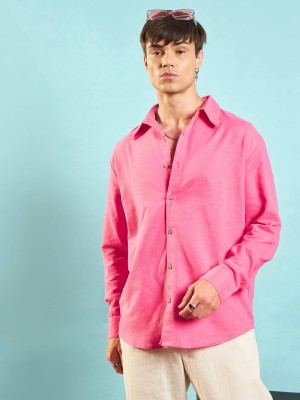 MASCLN SASSAFRAS Men Solid Casual Pink Shirt