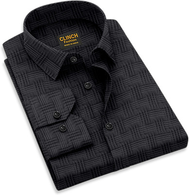 clinch fashion Men Self Design Casual Black Shirt