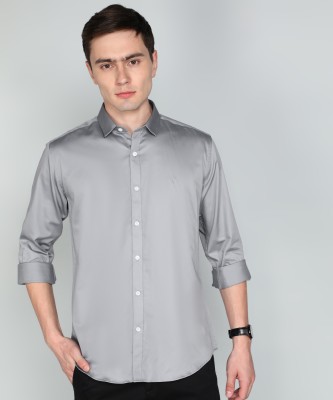 V DOT BY VAN HEUSEN Men Solid Casual Grey Shirt