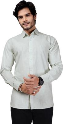 SHIVYM Men Solid Formal Light Green Shirt