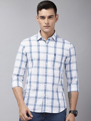 U.S. POLO ASSN. Men Checkered Casual White Shirt