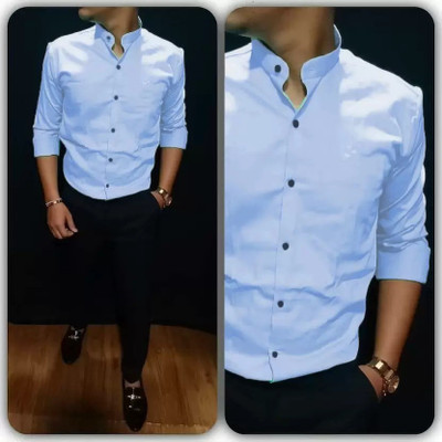 SHOPPYBUCKET Women Solid Casual Blue Shirt
