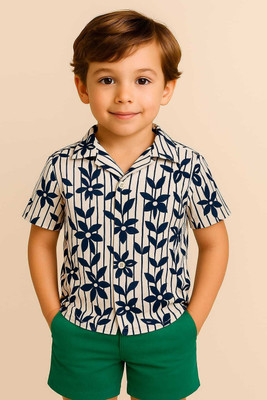 Janmangal Creation Boys Striped Casual Beige, Black Shirt