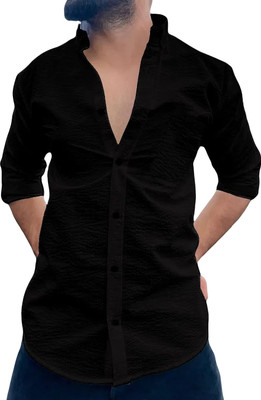 Jayantah Men Solid Casual Black Shirt