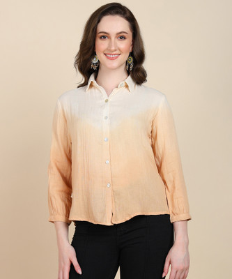 PinkTribe Women Solid Casual Beige Shirt