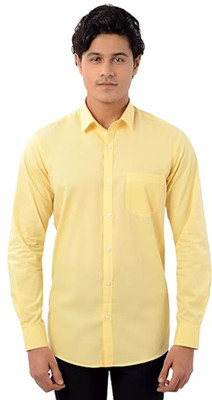 Wristy Men Solid Casual Yellow Shirt