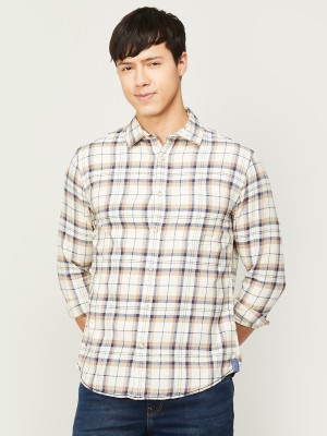 Forca by Lifestyle Men Checkered Casual Brown Shirt