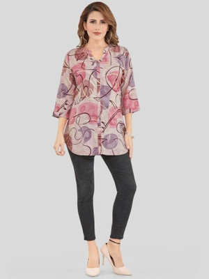 KAUTAQI Women Printed Casual Multicolor Shirt