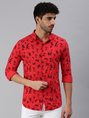 Showoff Men Printed Casual Red Shirt