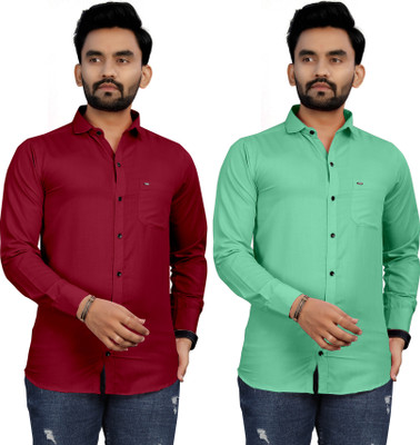 UDANI ENTERPRISES Men Solid Casual Multicolor Shirt(Pack of 2)