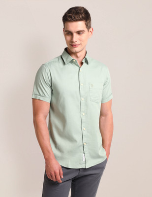 U.S. POLO ASSN. Men Solid Casual Light Green Shirt