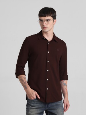 JACK & JONES Men Solid Casual Maroon Shirt