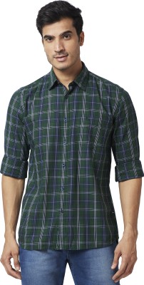 PARX Men Checkered Casual Dark Green Shirt